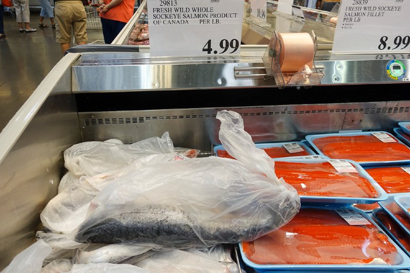20150828_150049 RX100M4.jpg - Costco, Portland, OR has some unique products.  Example: sockeye salmon from Canada